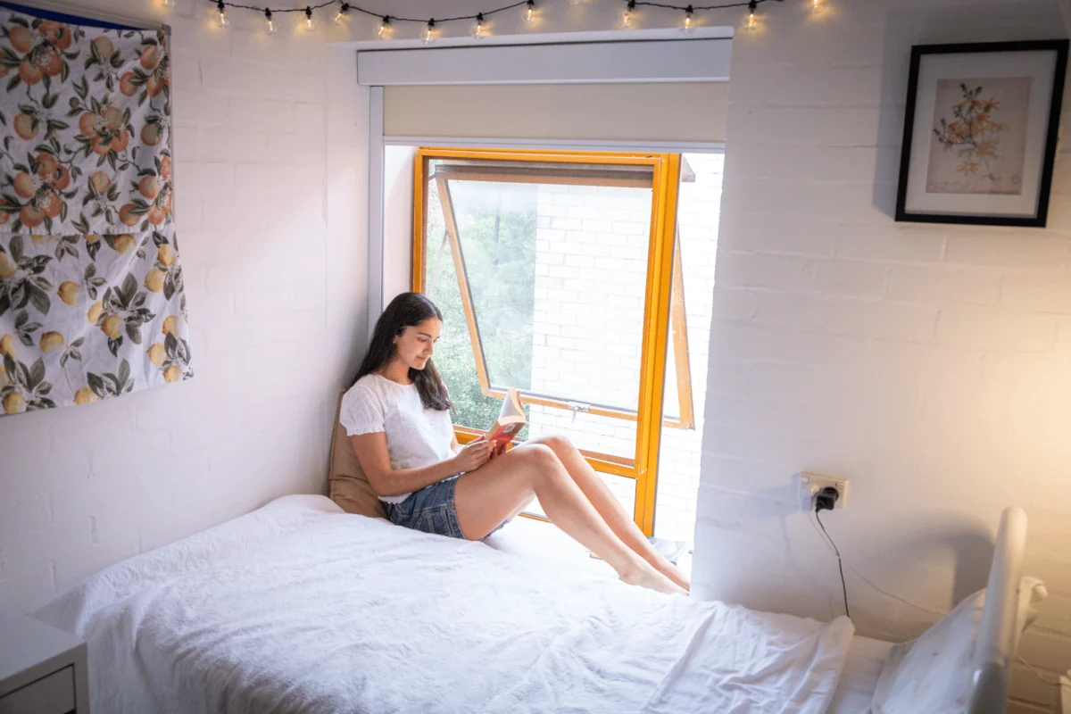 Student in a private room at Robert Menzies College